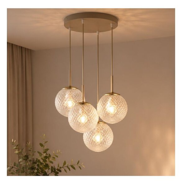 Brilagi - Závesný luster na lane STELLA 4xE27/60W/230V béžová/zlatá