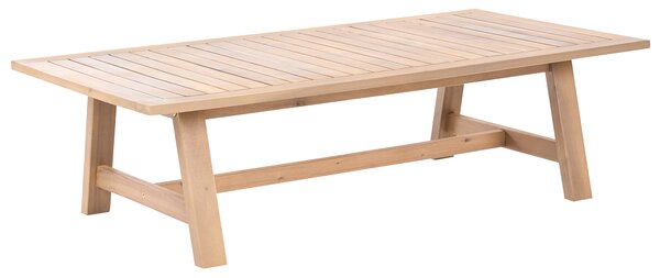 Záhradný konferenčný stolík svetlé akáciové drevo 128 x 69 cm rustikálny dizajn záhrada terasa balkón