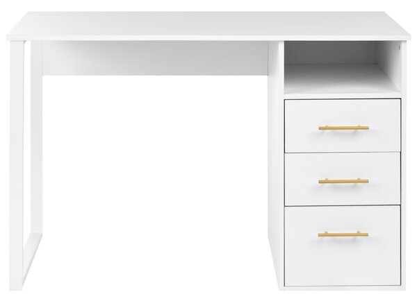 Písací stôl biely drevotrieska 120 x 60 cm so zásuvkami minimalistický dizajn domáca kancelária