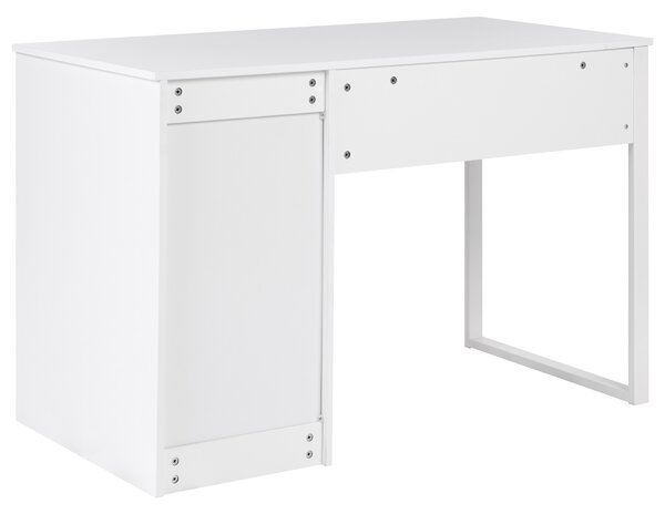 Písací stôl biely drevotrieska 120 x 60 cm so zásuvkami minimalistický dizajn domáca kancelária
