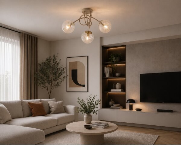 Brilagi - Prisadený luster STELLA 3xE27/60W/230V béžová/zlatá