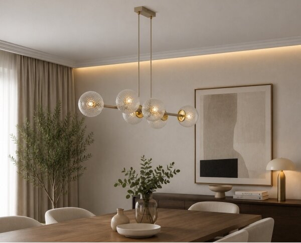 Brilagi - Závesný luster na lane STELLA 6xE27/60W/230V béžová/zlatá