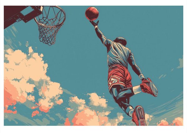 Obraz basketbalový skok k oblohe