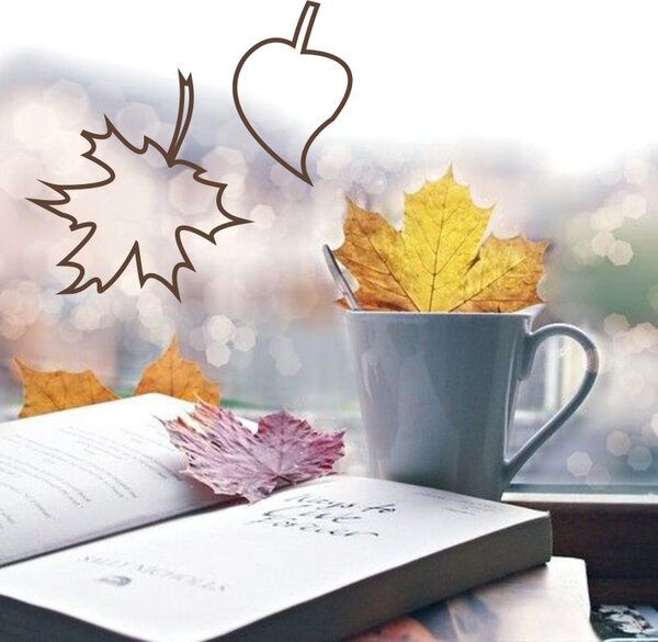 Listové kontúry - jesenné nálepky na okno teplá sivá
