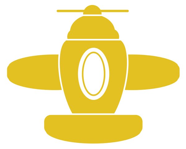 Lietadlo s kabínou - nálepka na stenu žltá