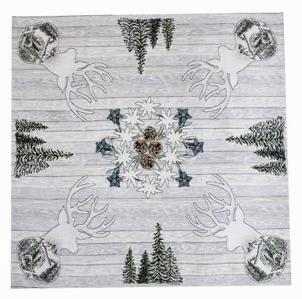 Ženilkový obrus na stôl Jeleň šedý Chenille IT027 Farba Šedá Rozmery 90x90 cm
