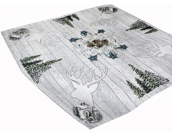 Ženilkový obrus na stôl Jeleň šedý Chenille IT027 Farba Šedá Rozmery 90x90 cm