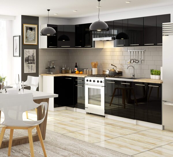 Ak furniture Kuchynská skrinka Olivie S 60 cm 2D biela/čierny lesk/dub sonoma
