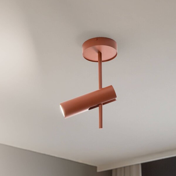 Stropné bodové svetlá Leda 1, tehlovo červené, 1-pl., výška 34 cm, Červená, Obývacia izba / jedáleň, kov, Moderný, Nástenné bodové svietidlo