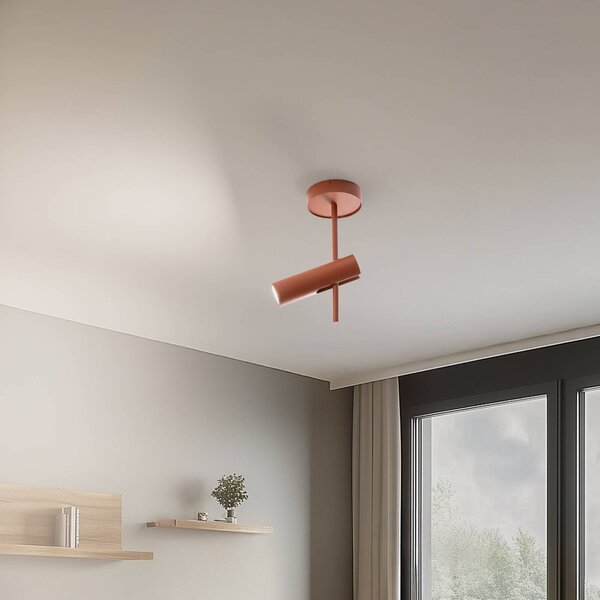 Stropné bodové svetlá Leda 1, tehlovo červené, 1-pl., výška 34 cm, Červená, Obývacia izba / jedáleň, kov, Moderný, Nástenné bodové svietidlo