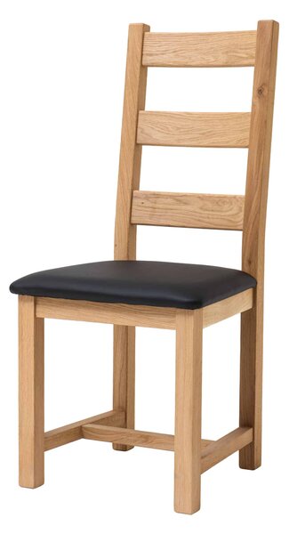 Dubová olejovaná a voskovaná stolička Ladder Back čierna koženka