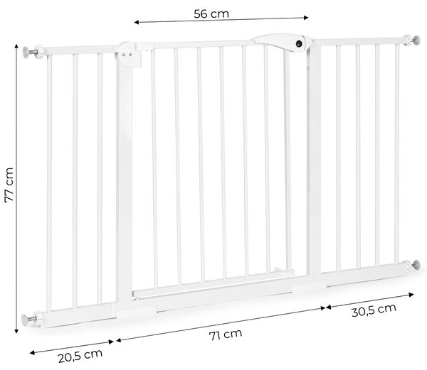 ECOTOYS Bezpečnostná zábrana 74-132 cm na schody, dvere - biela ECOTOYS