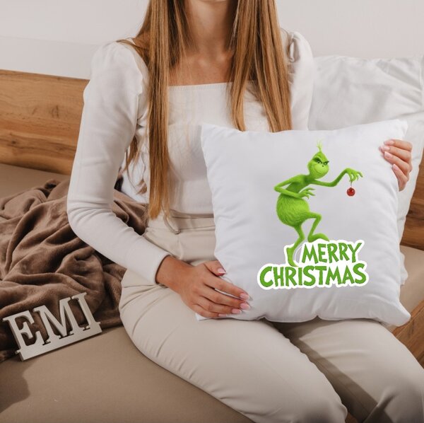 Vianočný vankúš Grinch a Vianoce 40x40 cm EMI