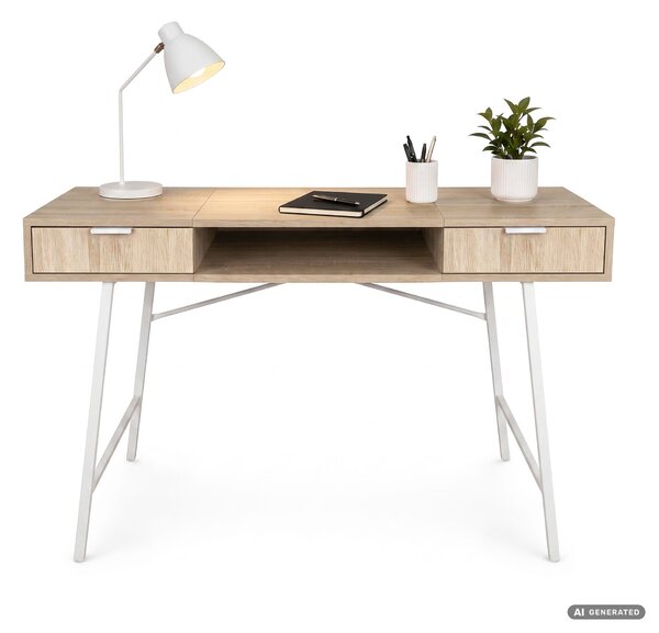 Ak furniture Písací stôl Arden 120 cm biely/dub Sonoma