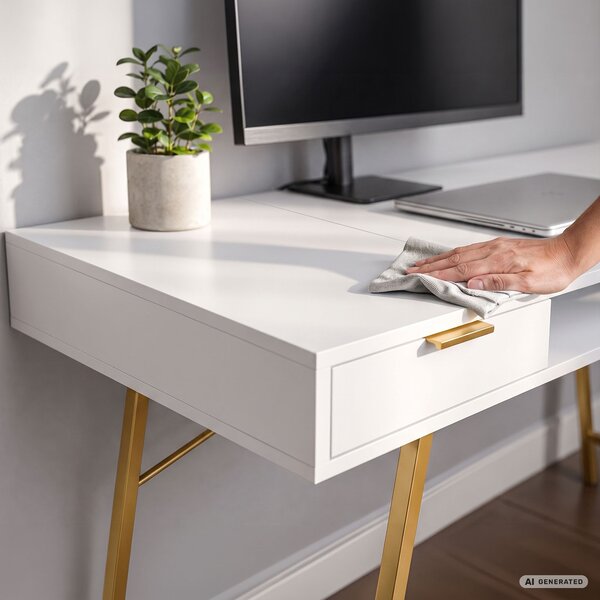 Ak furniture Písací stôl Arden 120 cm biely/zlatý