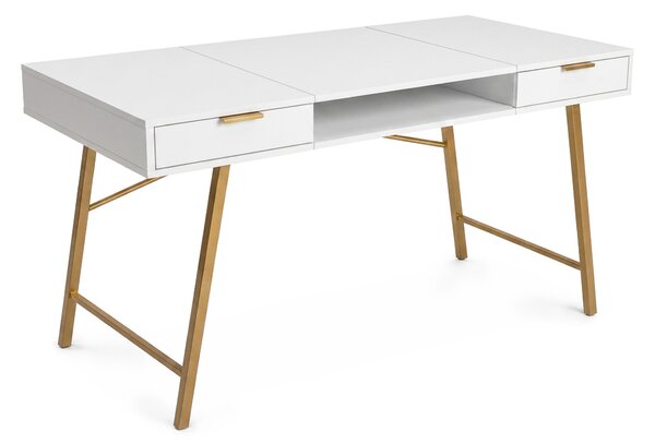 Ak furniture Písací stôl Arden 120 cm biely/zlatý