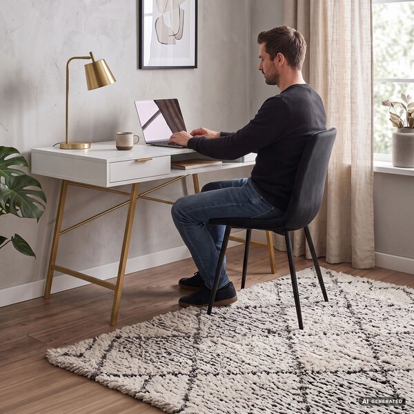 Ak furniture Písací stôl Arden 120 cm biely/zlatý
