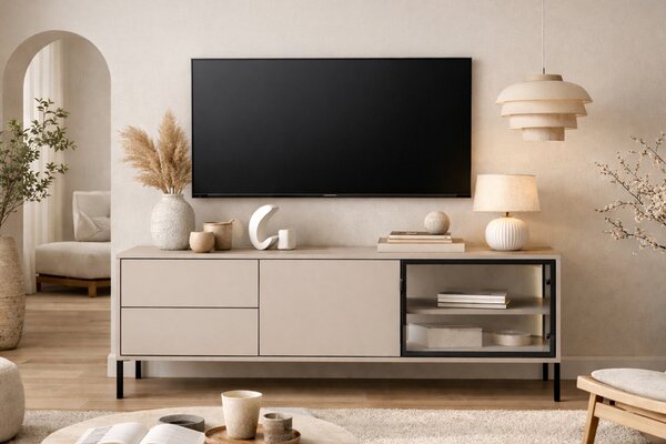 TV stolík Harmona 160 cm s osvetlením - kašmírová