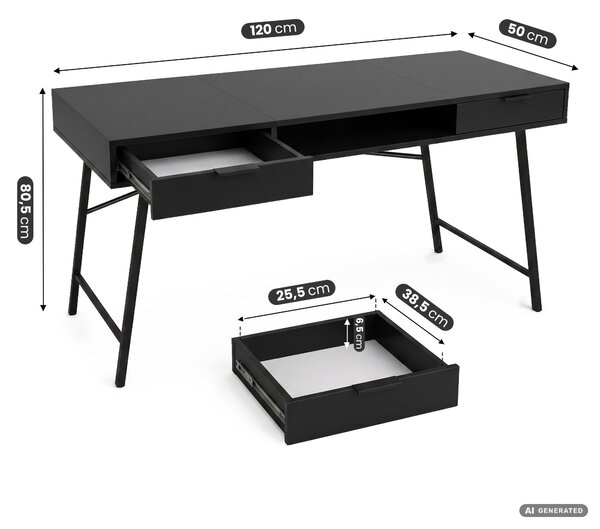 Ak furniture Písací stôl Arden 120 cm čierny