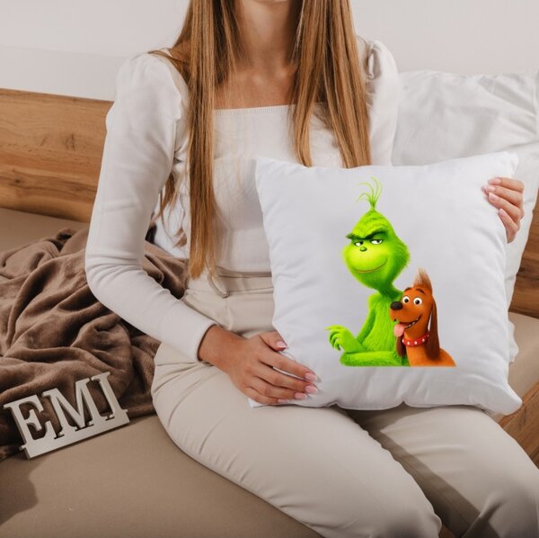 Vianočný vankúš Grinch a Max 40x40 cm EMI