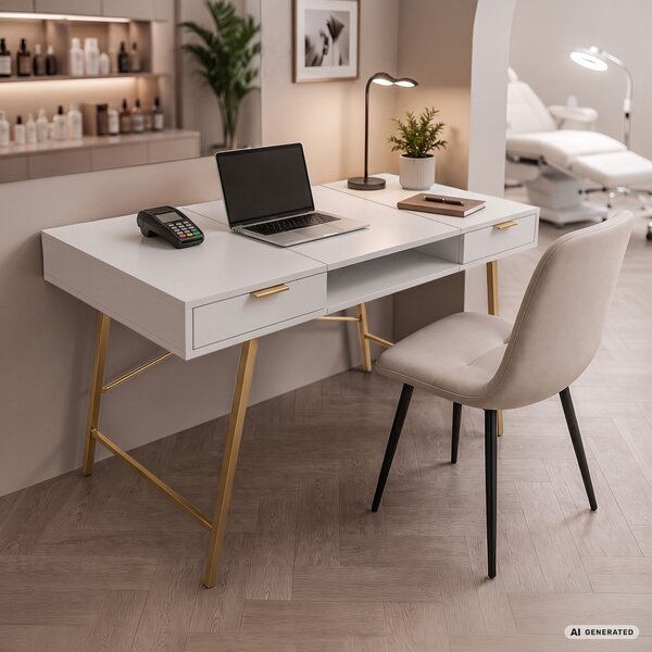 Ak furniture Písací stôl Arden 120 cm biely/zlatý