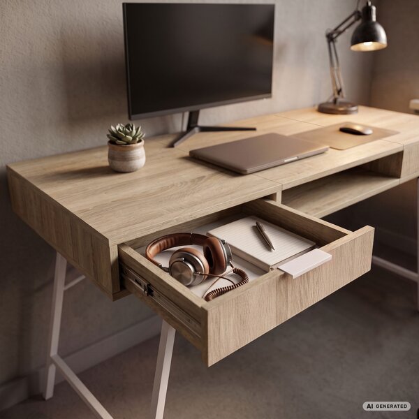 Ak furniture Písací stôl Arden 120 cm biely/dub Sonoma