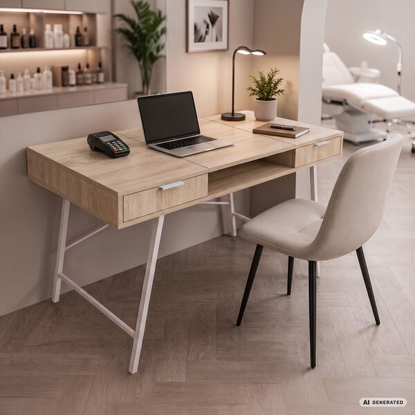 Ak furniture Písací stôl Arden 120 cm biely/dub Sonoma