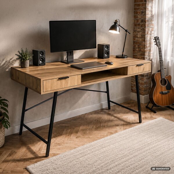 Ak furniture Písací stôl Arden 120 cm čierny/dub Artisan