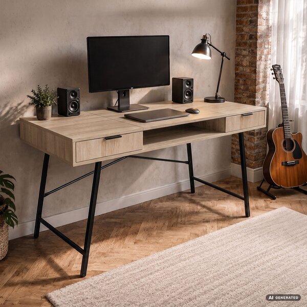 Ak furniture Písací stôl Arden 120 cm čierny/dub Sonoma