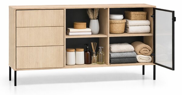 Komoda Harmona 160 cm s osvetlením - dub lindberg