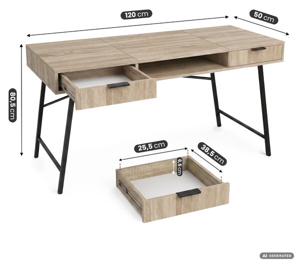 Ak furniture Písací stôl Arden 120 cm čierny/dub Sonoma