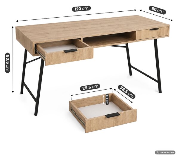 Ak furniture Písací stôl Arden 120 cm čierny/dub Artisan