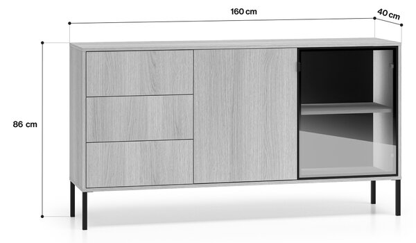 Komoda Harmona 160 cm s osvetlením - dub lindberg