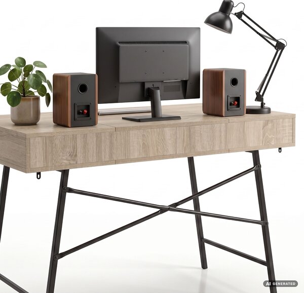 Ak furniture Písací stôl Arden 120 cm čierny/dub Sonoma