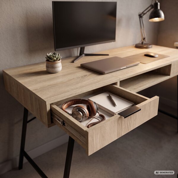 Ak furniture Písací stôl Arden 120 cm čierny/dub Sonoma