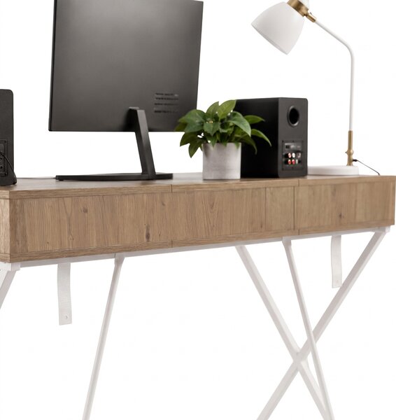 Ak furniture Písací stôl Crossline 120 cm biely/dub Artisan