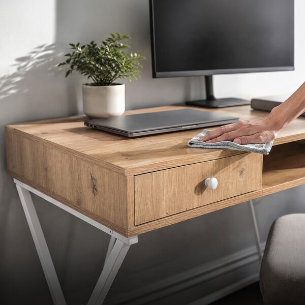 Ak furniture Písací stôl Crossline 120 cm biely/dub Artisan