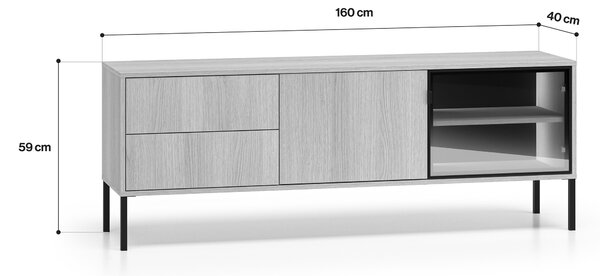 TV stolík Harmona 160 cm s osvetlením - dub lindberg