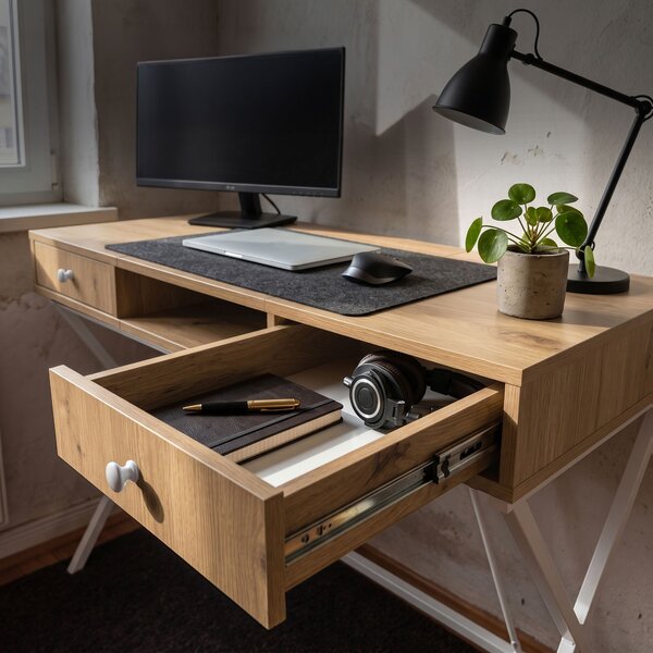 Ak furniture Písací stôl Crossline 120 cm biely/dub Artisan