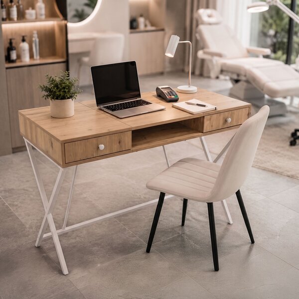 Ak furniture Písací stôl Crossline 120 cm biely/dub Artisan