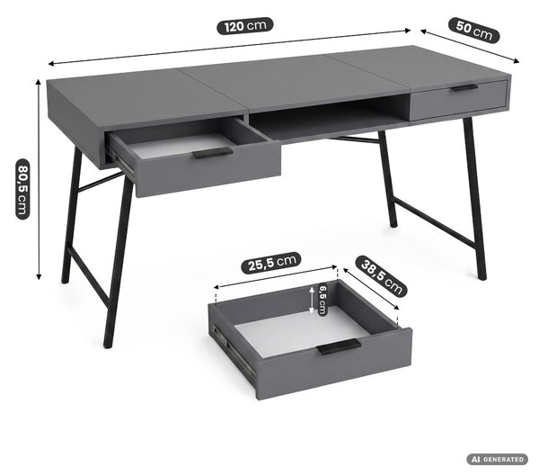 Ak furniture Písací stôl Arden 120 cm grafit/čierny
