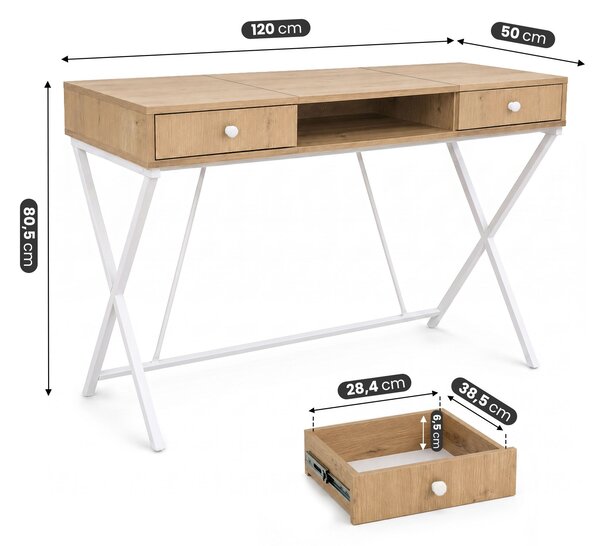 Ak furniture Písací stôl Crossline 120 cm biely/dub Artisan