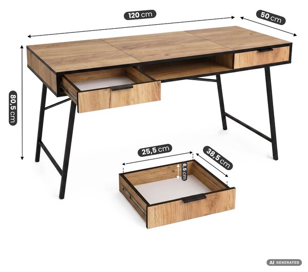 Ak furniture Písací stôl Arden 120 cm dub Craft/čierny
