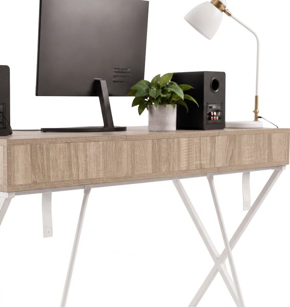 Ak furniture Písací stôl Crossline 120 cm biely/dub Sonoma