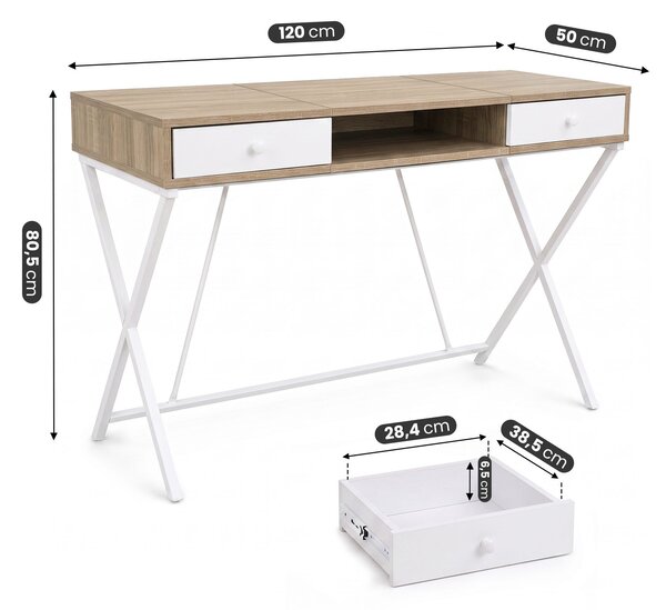 Ak furniture Písací stôl Crossline 120 cm biely/dub Sonoma