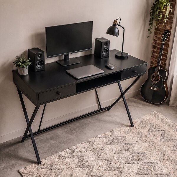Ak furniture Písací stôl Crossline 120 cm čierny