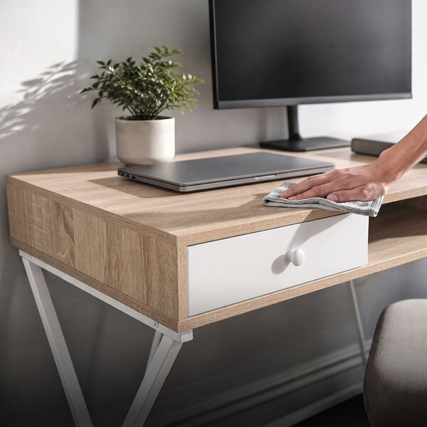 Ak furniture Písací stôl Crossline 120 cm biely/dub Sonoma