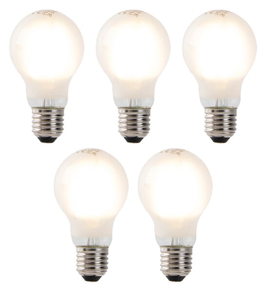 Sada 5 LED žiaroviek E27 Filament A60 matné sklo 4W 450lm 2700K