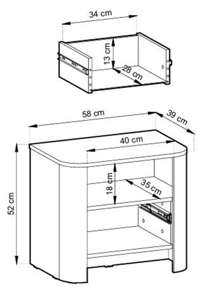 Nočný stolík Sorrenti 58 cm - dub vicenza