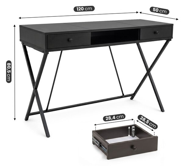 Ak furniture Písací stôl Crossline 120 cm čierny